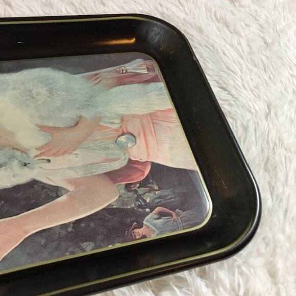 Vintage Coca-Cola Nostalgia Fashion Fur Cheers Lady Rectangular Tray - Picture 8 of 11